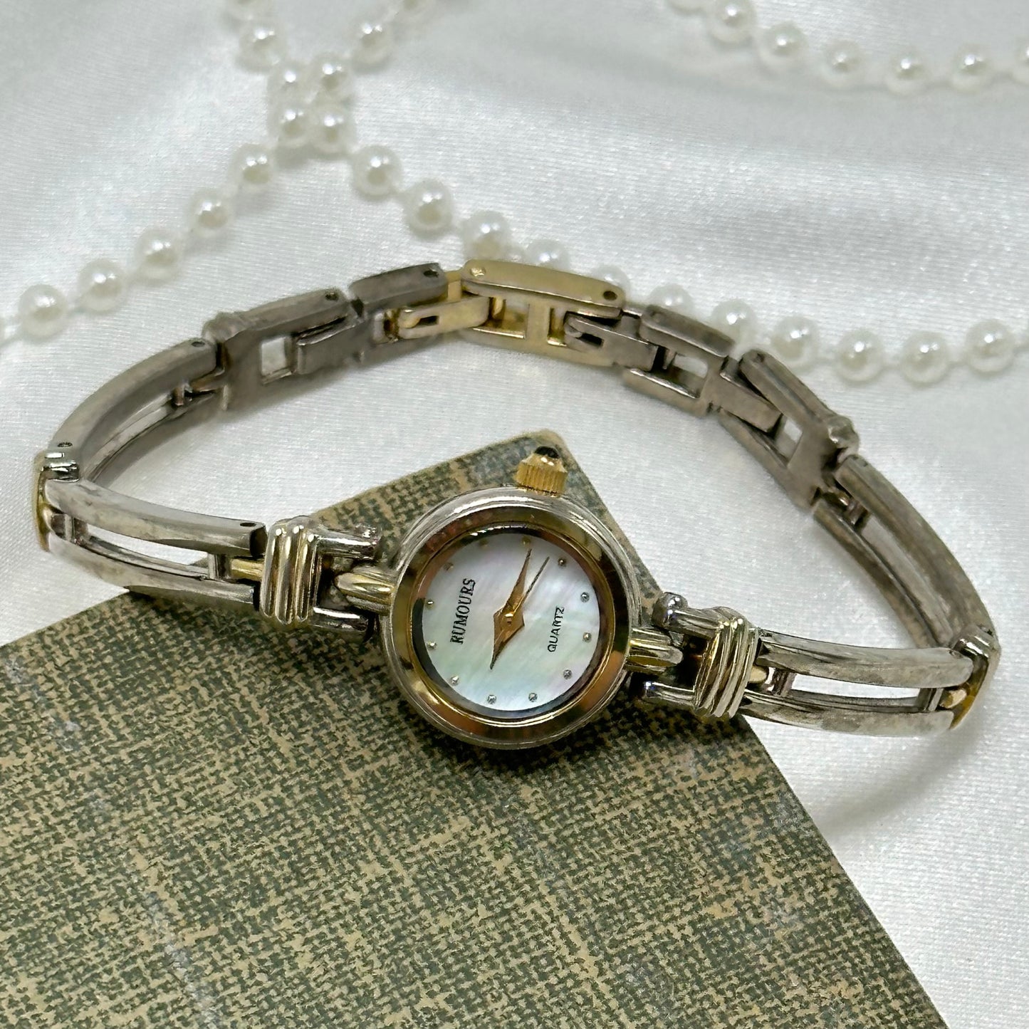 Two-Tone Rumours Watch with Mother of Pearl Dial and Black Jewel Crown