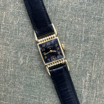 1950's Vintage 14k GF Lord Elgin 21 Jewels Black Dial Watch