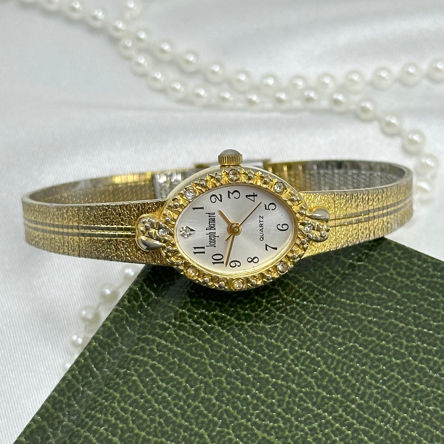Vintage Gold Joseph Bernard Diamanté Heart Watch
