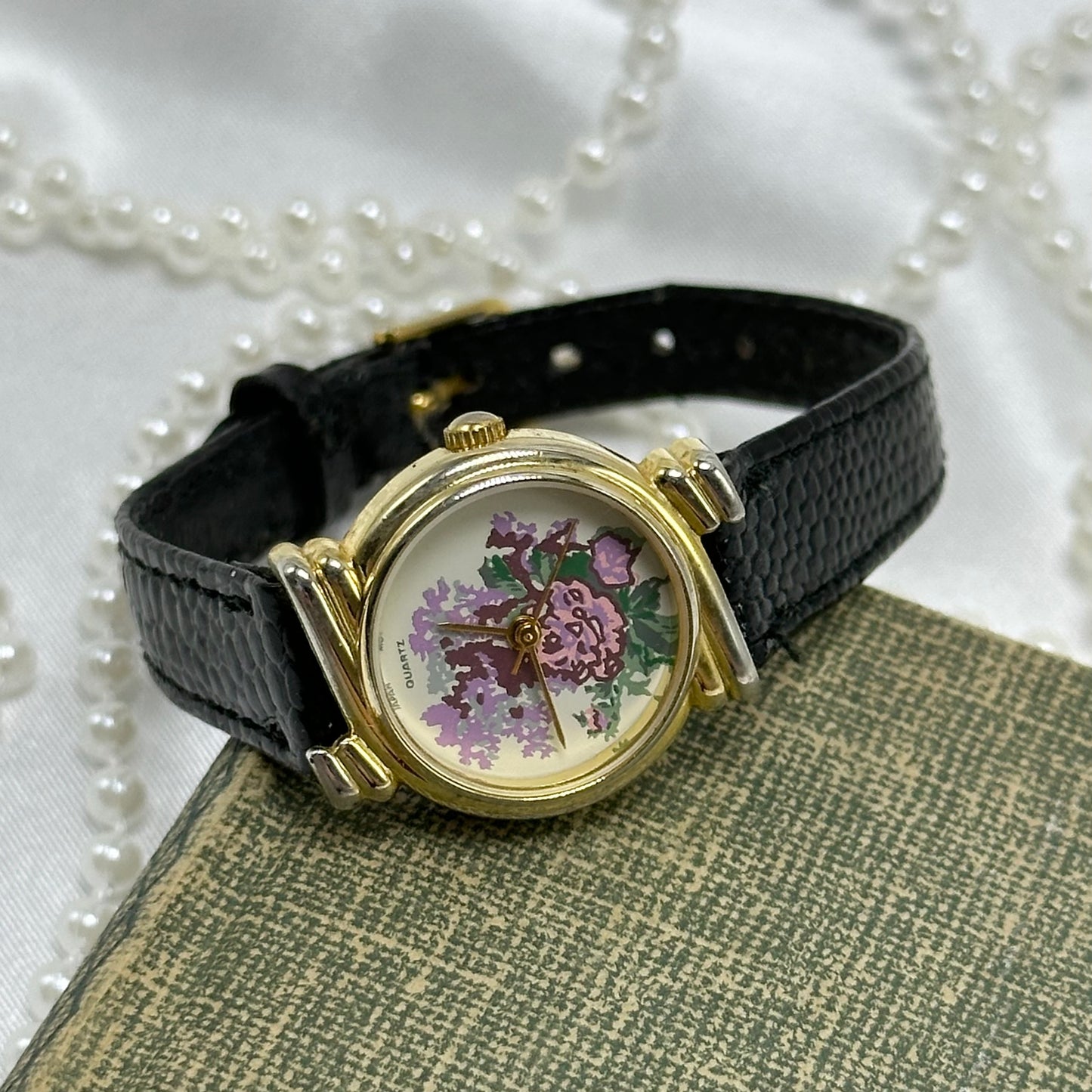 Vintage Gold Flower Dial Watch