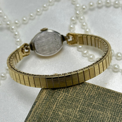 10k RGP Dainty Vintage Oval Dial Elgin 21 Jewels Wind-Up Cocktail Watch