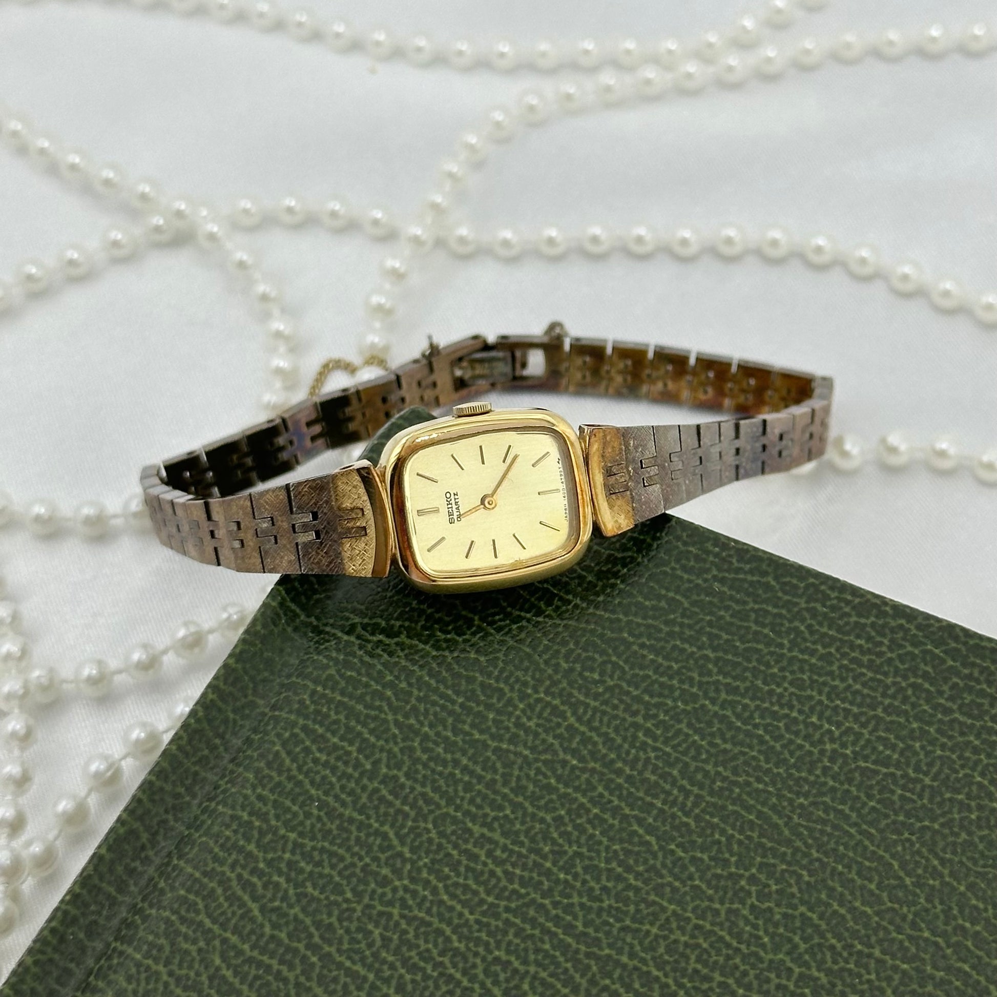 Dainty Gold Square Dial Seiko Watch