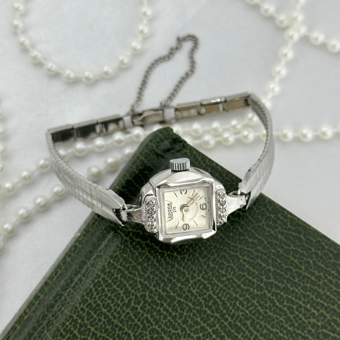 Dainty Silver Endura Wind-Up Cocktail Watch with Diamanté Bezel