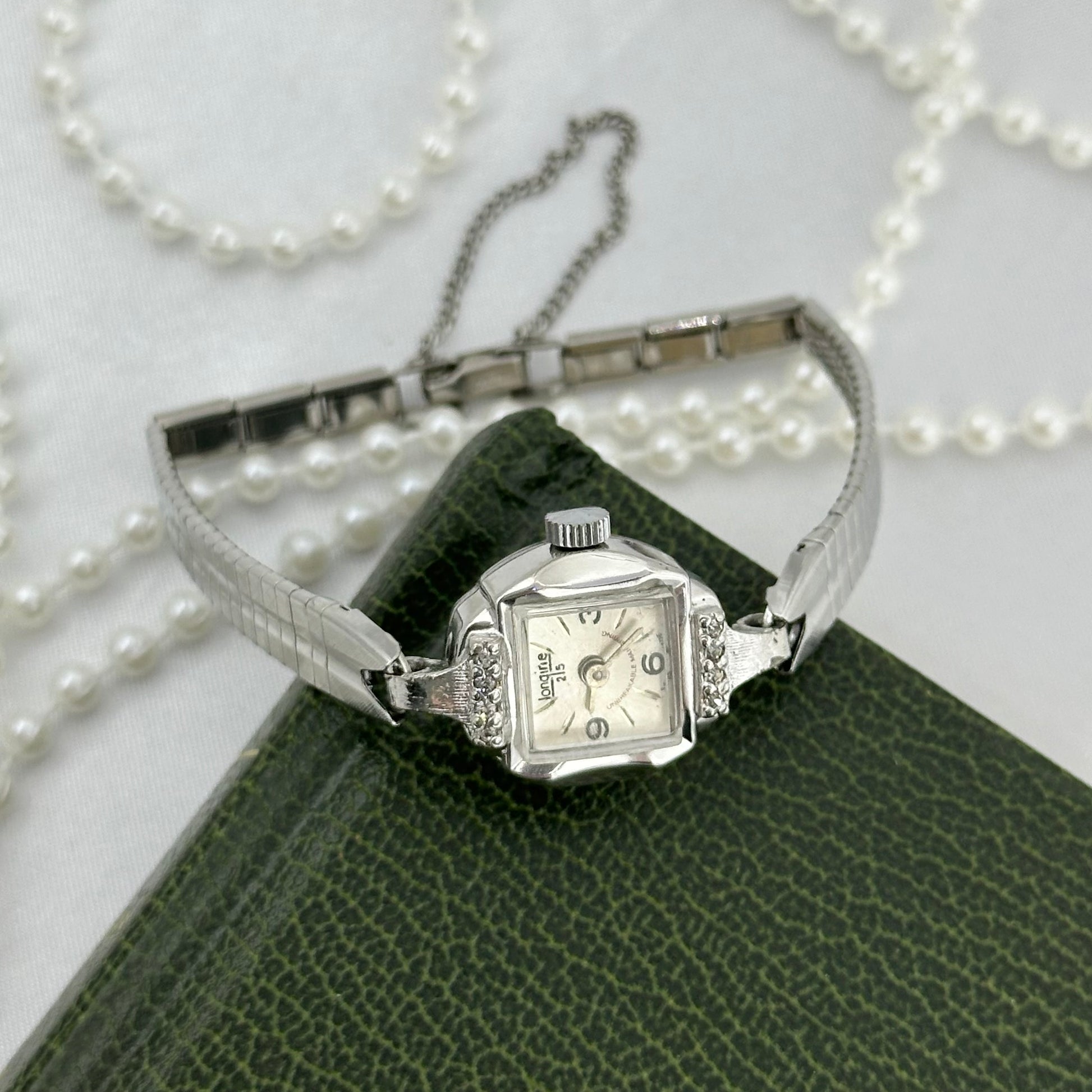 Dainty Silver Endura Wind-Up Cocktail Watch with Diamanté Bezel