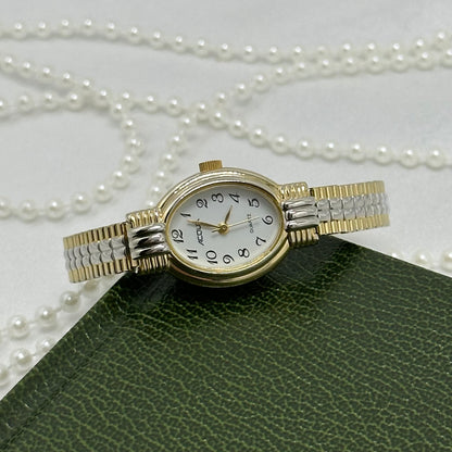 Dainty Two-Tone Oval Dial Acqua Watch