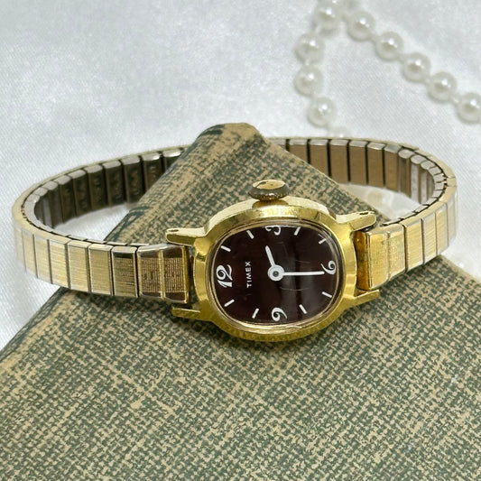 Dainty Vintage Brown Dial Timex Watch