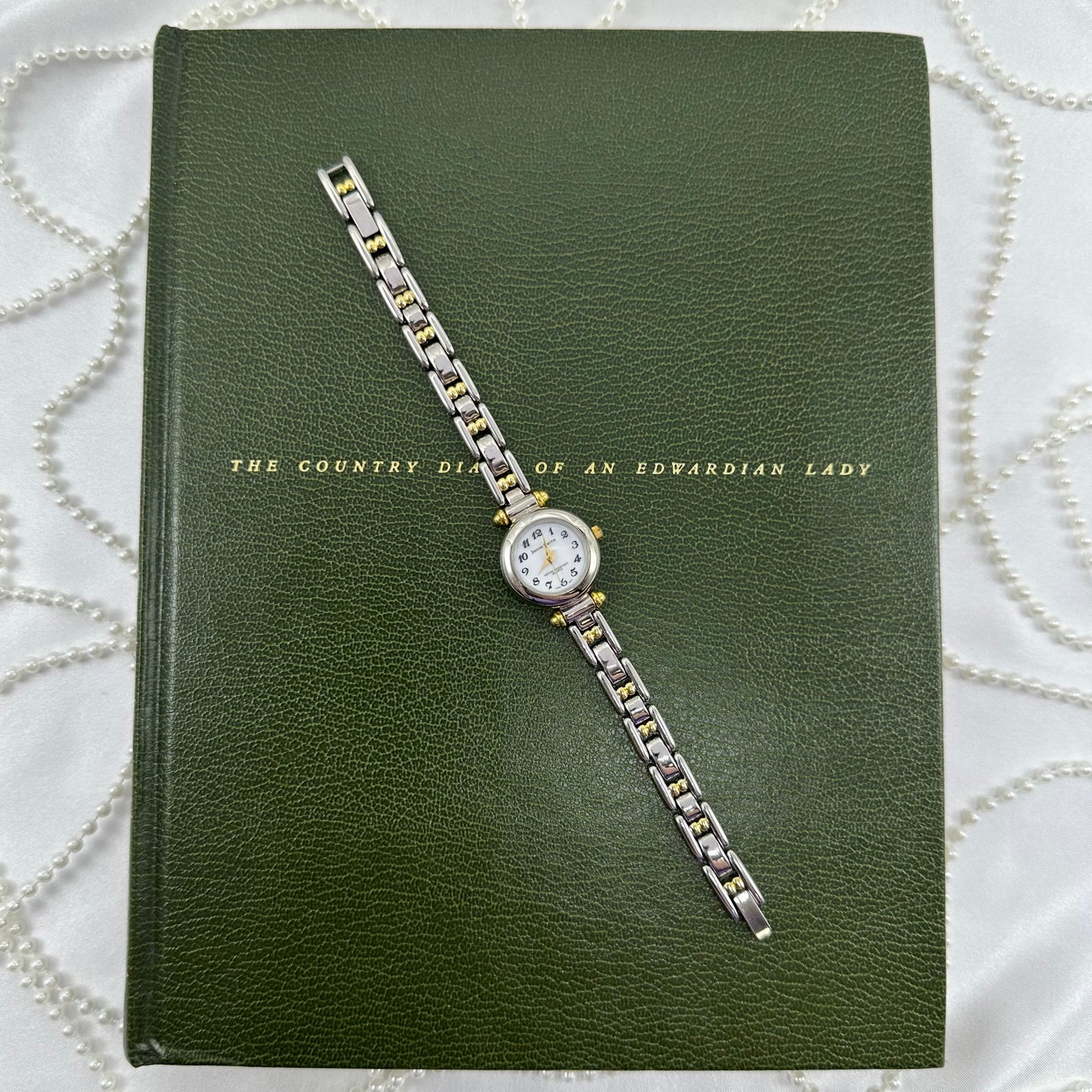 Two-Tone Jaclyn Smith Watch with Round Mother of Pearl Dial