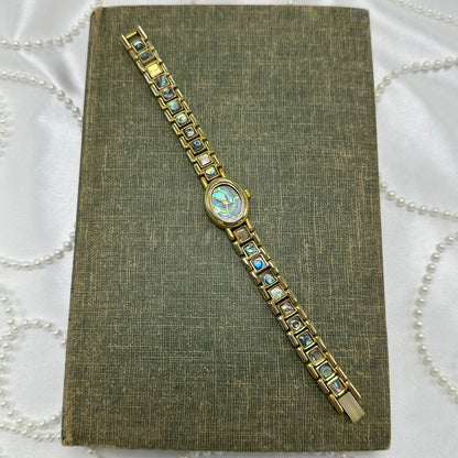 Oval Dial Gold Abalone Watch