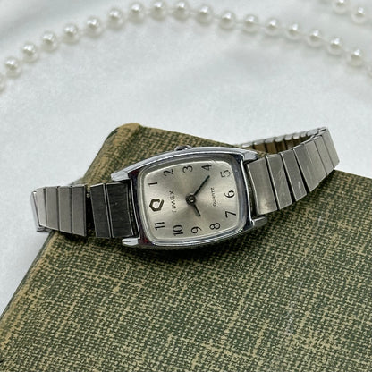 Silver Rectangle Dial Timex Watch