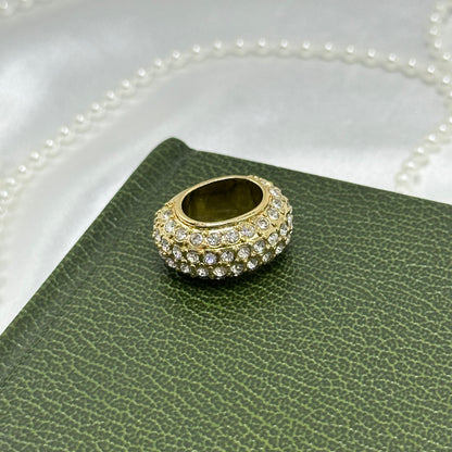 Vintage Gold Godiva Pave Crystal Slide Charm