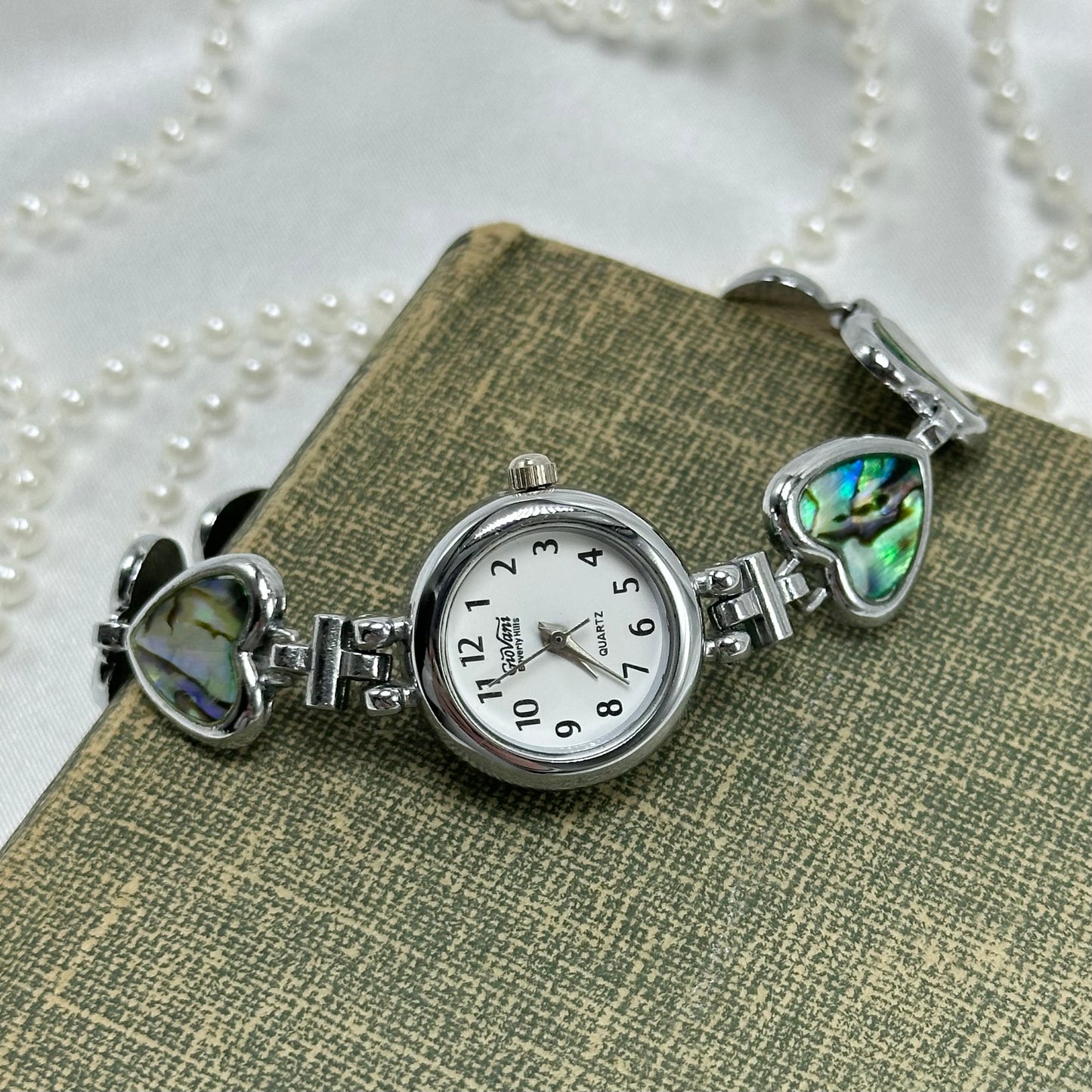 Dainty Silver Abalone Heart Watch