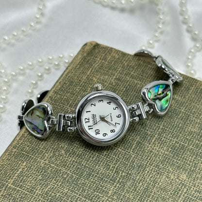 Dainty Silver Abalone Heart Watch