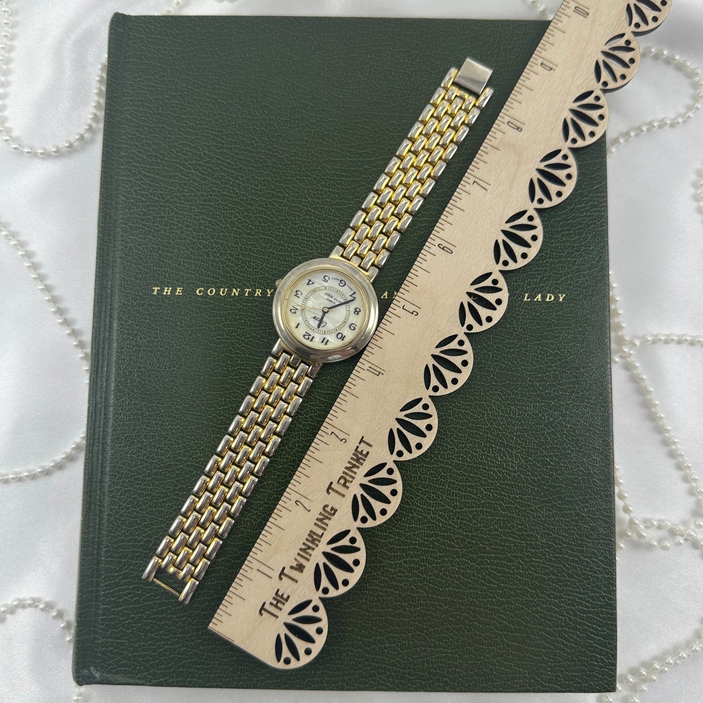 Gold Collezie Watch with Large Round Mother of Pearl Dial