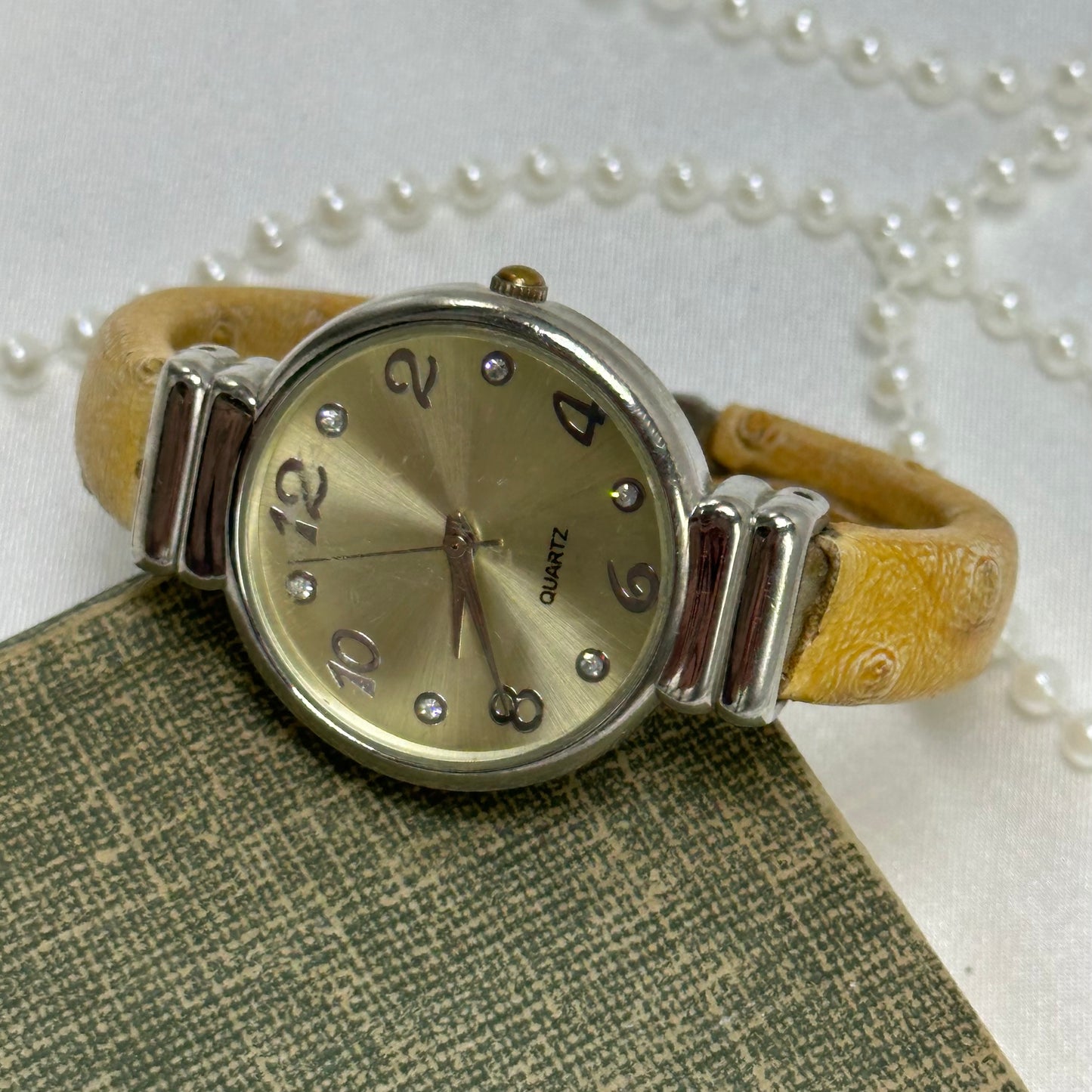 Silver Round Dial Cuff Watch