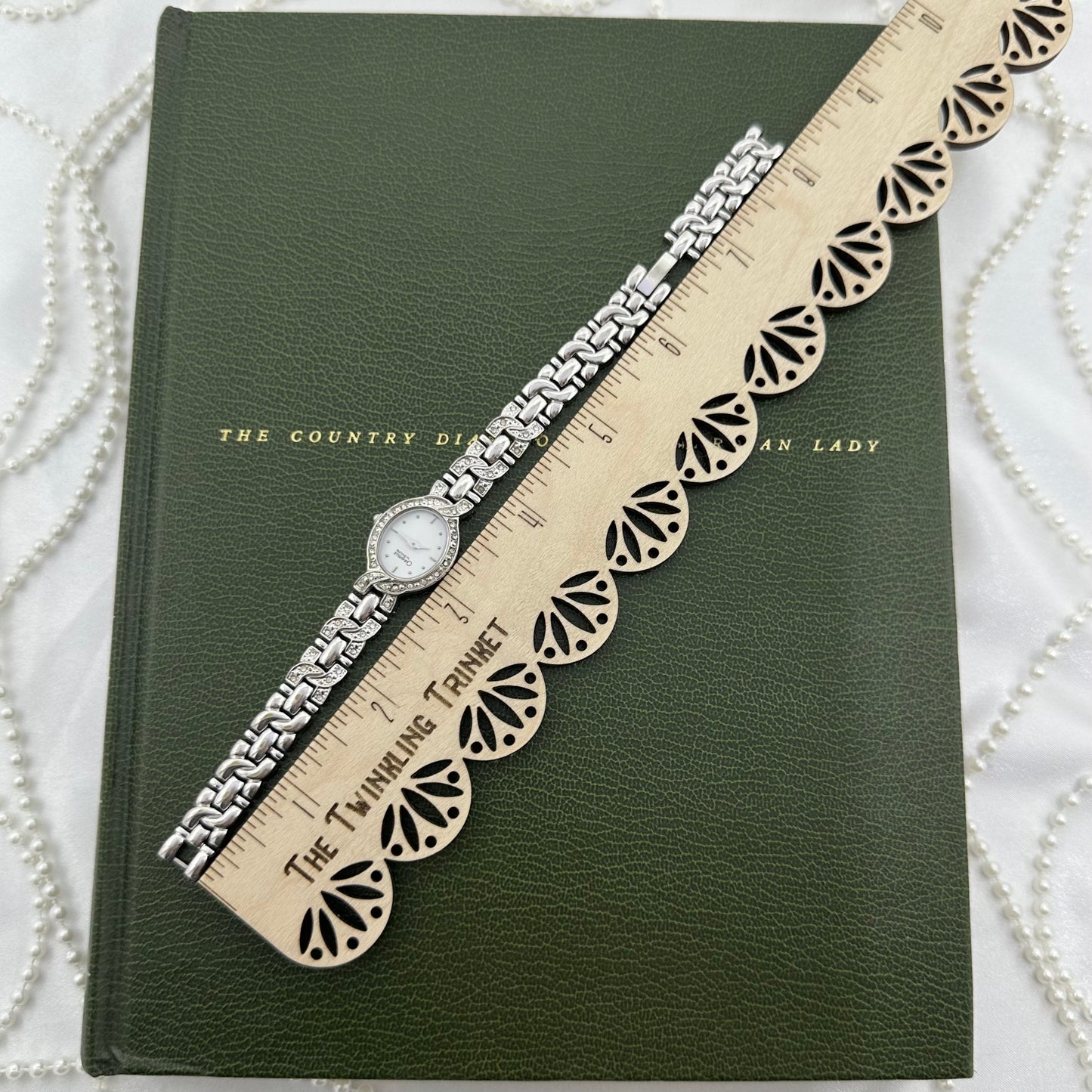 Vintage Silver Caravelle Watch with Diamanté Oval Dial and Band