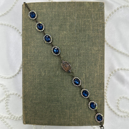 Blue Stone Chain Bracelet with Vintage Copper 14k GF Watch