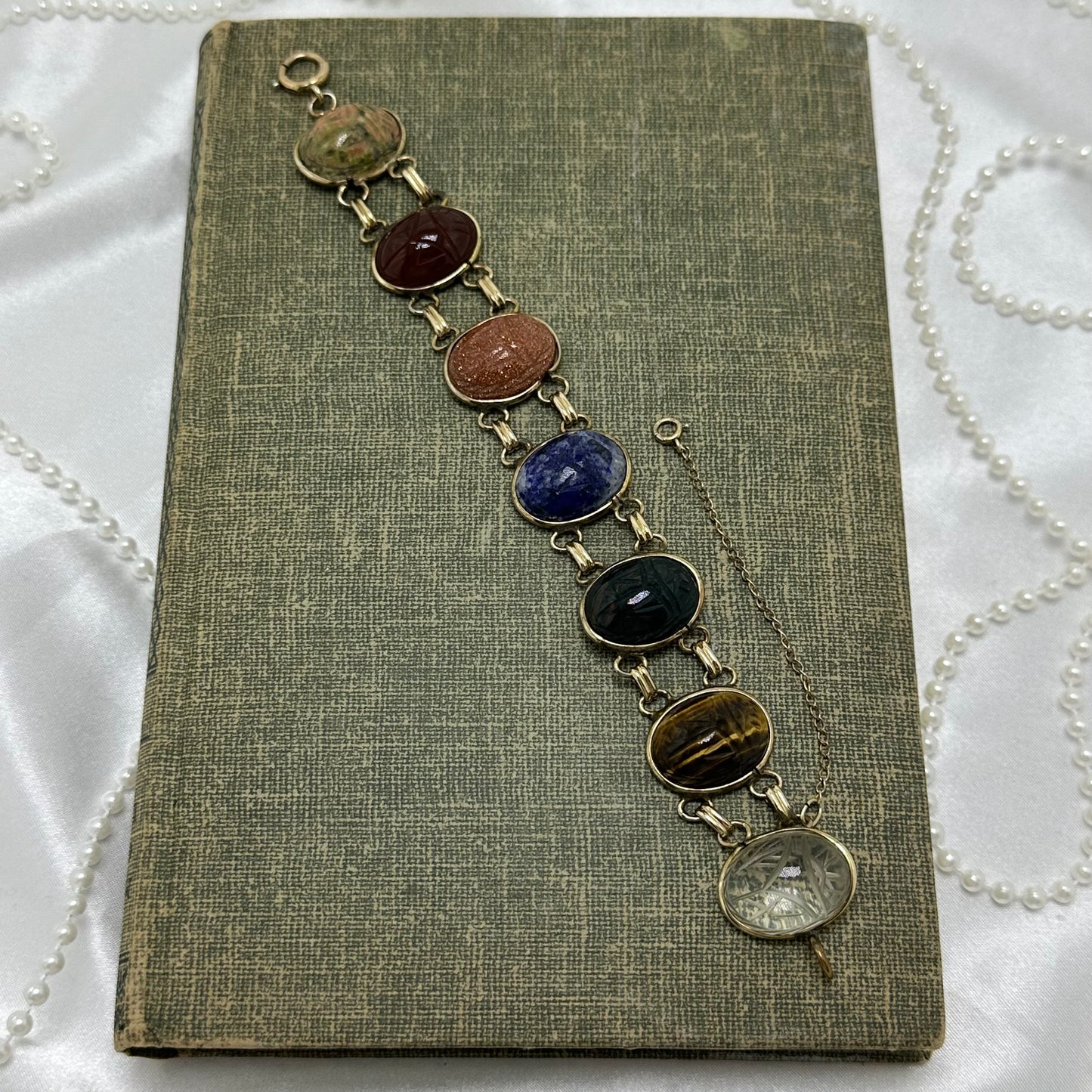 Chunky Vintage Gold Filled Scarab Bracelet