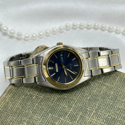 Two-Tone Blue Dial Solar Seiko Watch