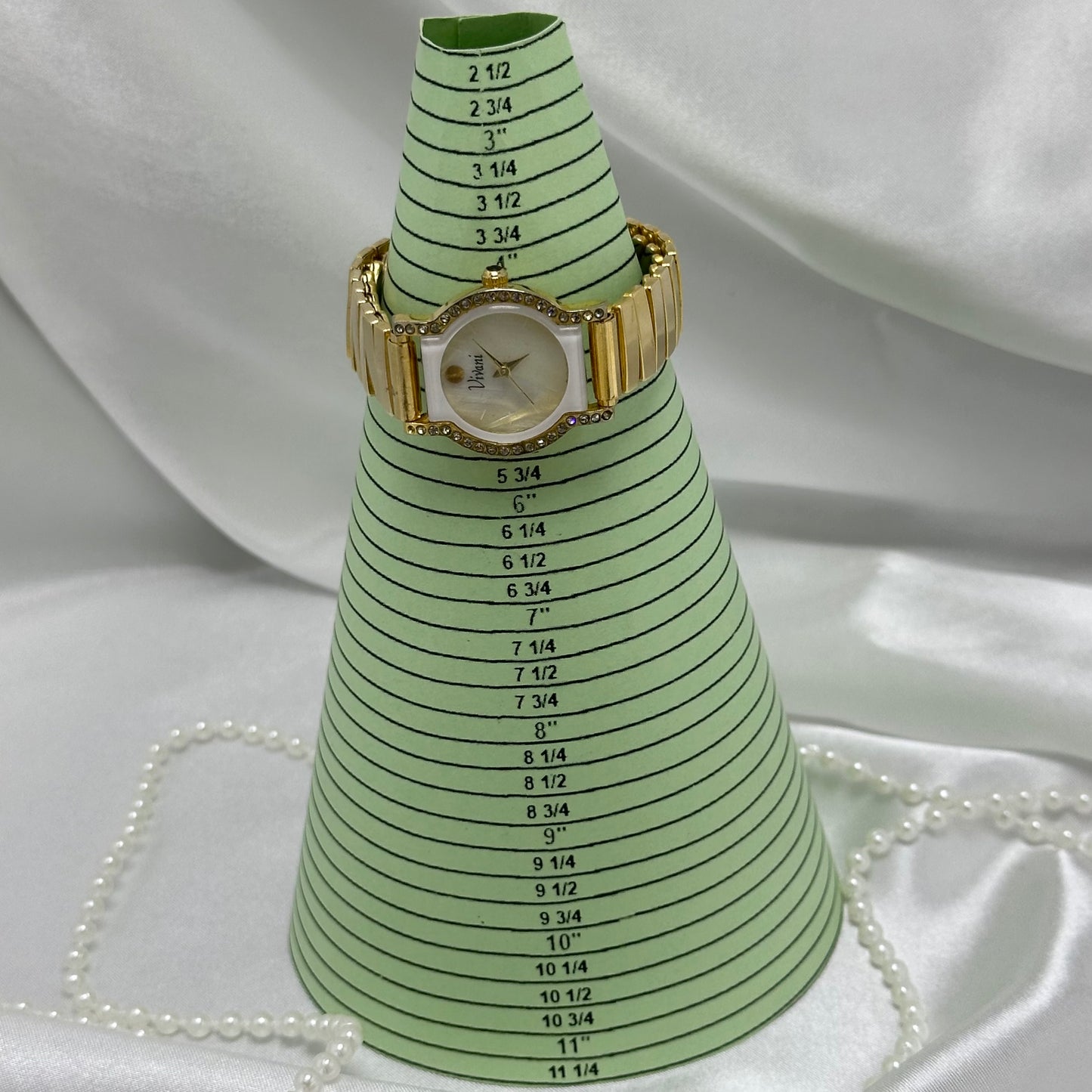 Gold Diamanté Vivani Watch with Mother of Pearl Dial