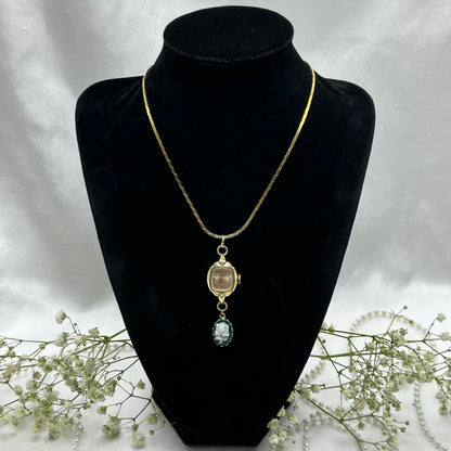 Vintage Watch and Green Cameo Necklace with Matching Bracelet