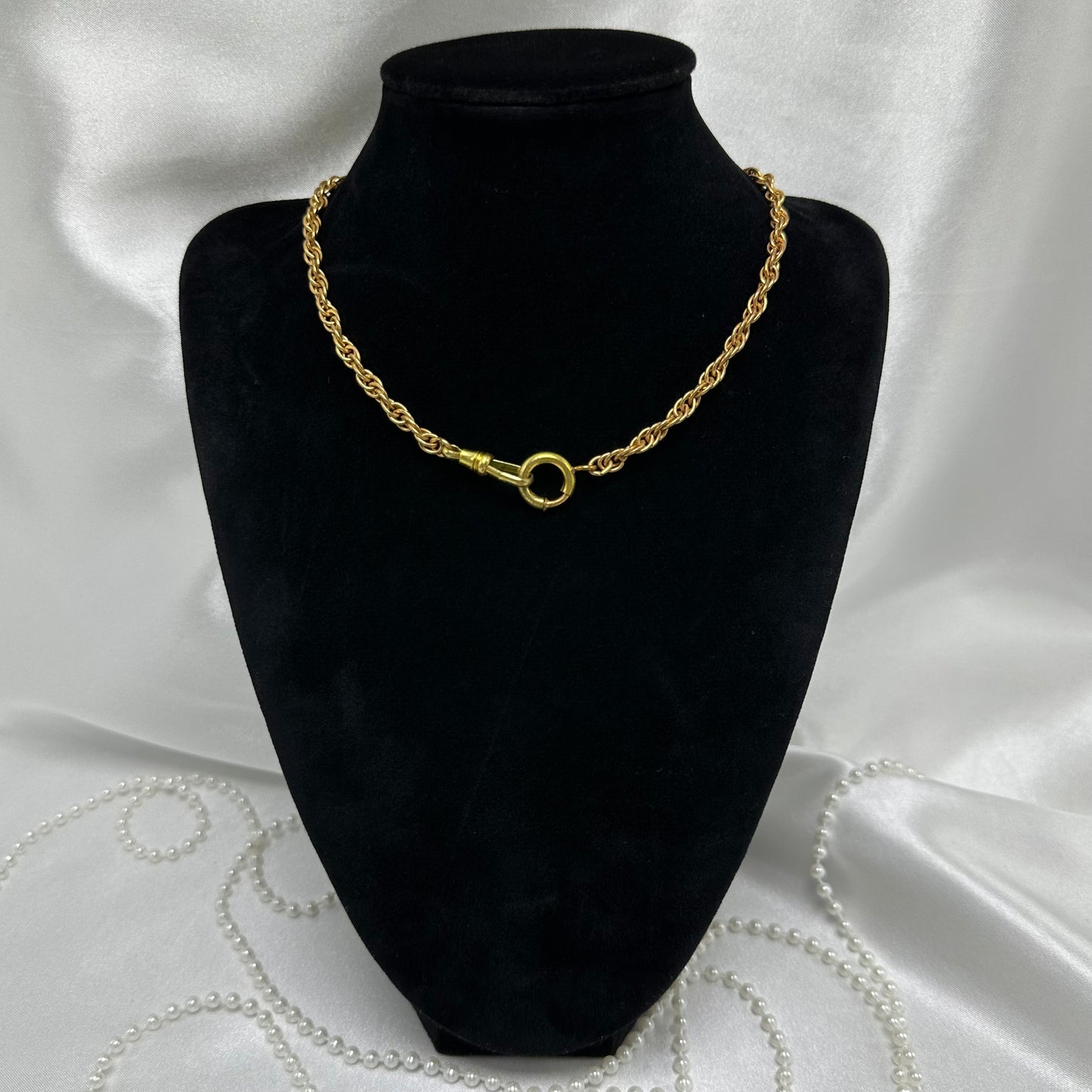 1960's Vintage Gold Twisted Metal Watch Chain with Dog Clip Clasp