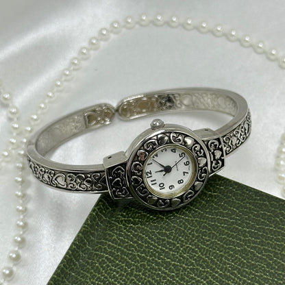 Silver Hearts Cuff Watch