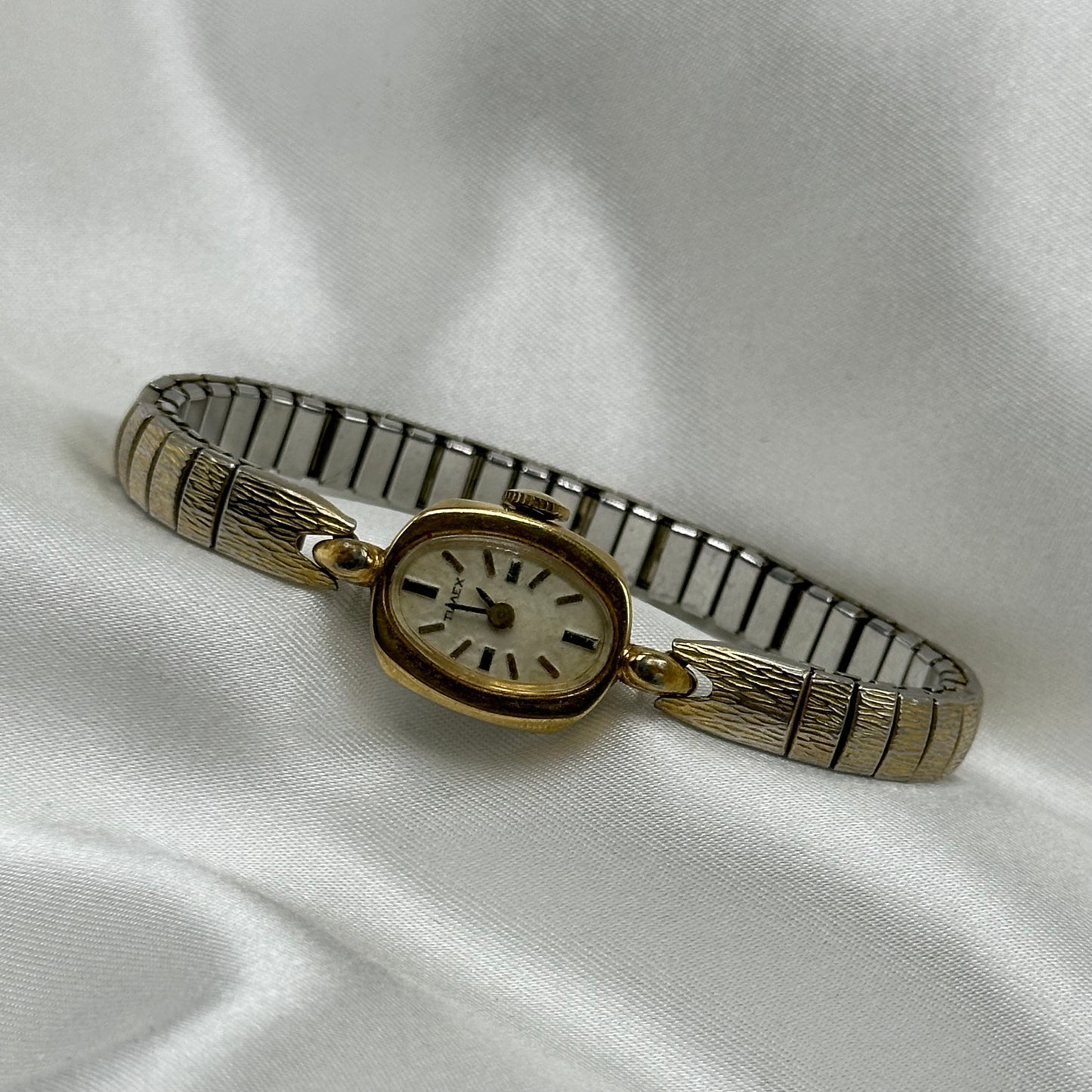 Gold 1979 Timex Wind-Up Watch with Oval Dial