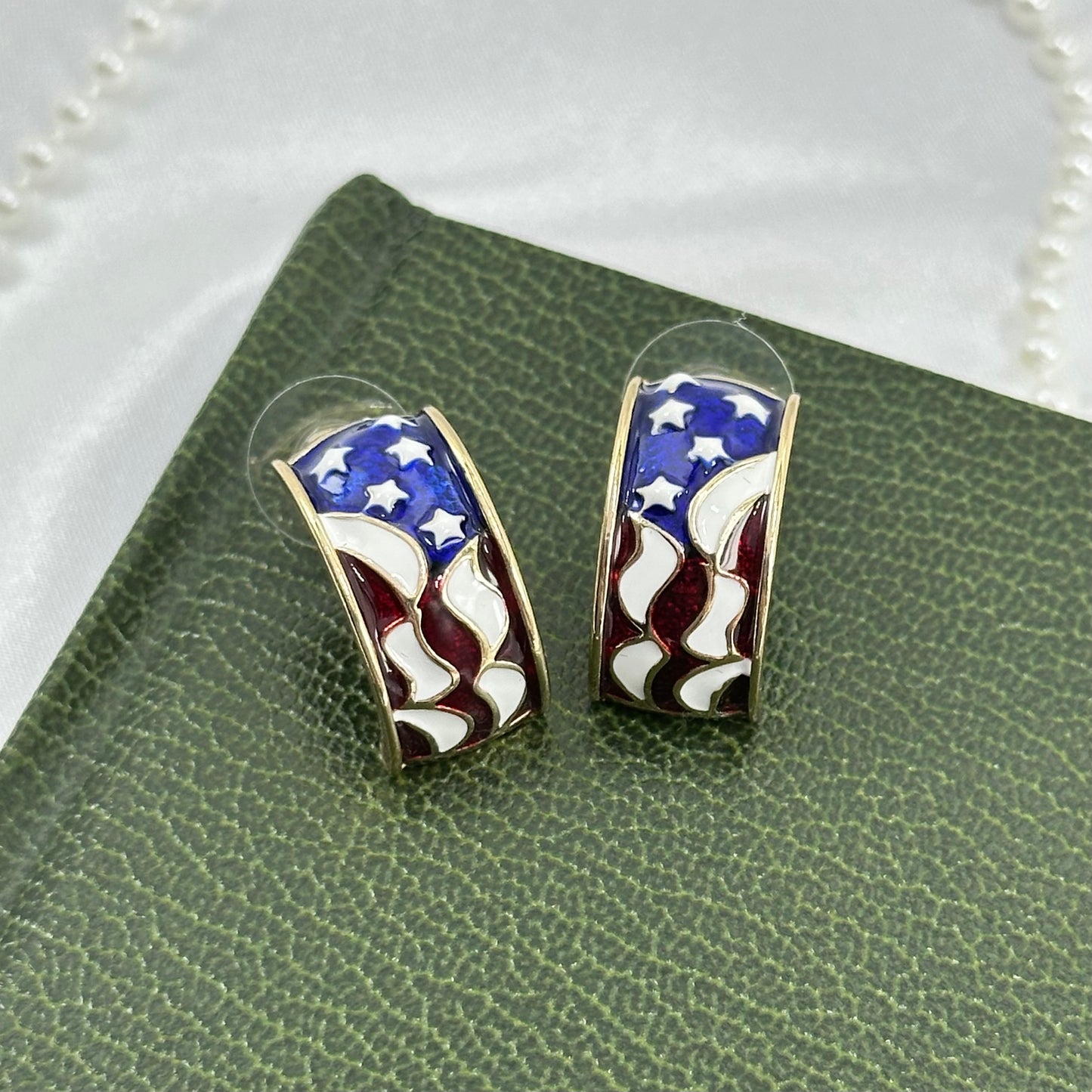 American Flag Huggie Hoop Earrings