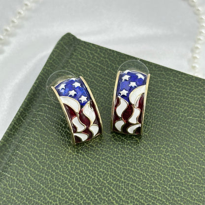 American Flag Huggie Hoop Earrings