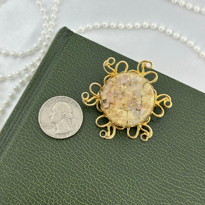 Vintage Gold Flower Filled Brooch