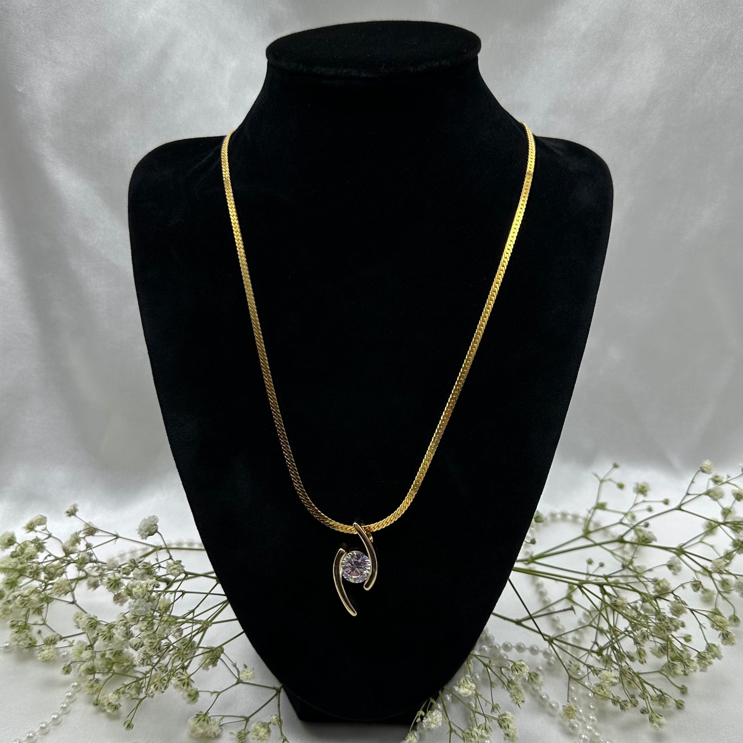 Necklace and Bracelet with Crystal Slide Pendant