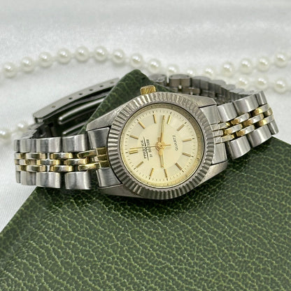 1990's Waltham Prestige Two-Tone Tank Watch with Champagne Dial