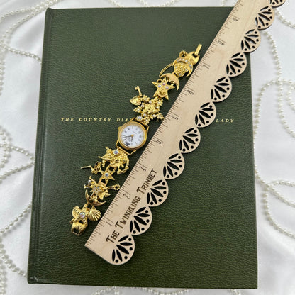 Rare AB Kirks Folly Gold Celestial Charm Watch