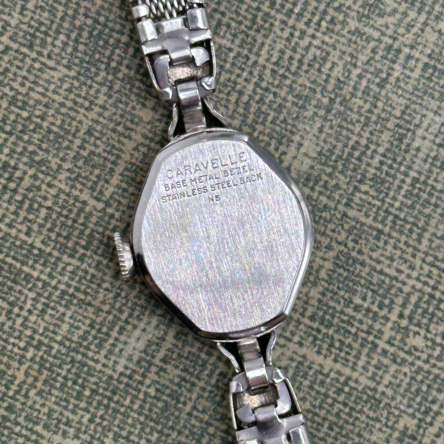 1975 Silver Wind-Up Caravelle Cocktail Watch with Detailed Band