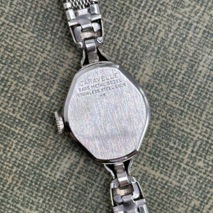 1975 Silver Wind-Up Caravelle Cocktail Watch with Detailed Band