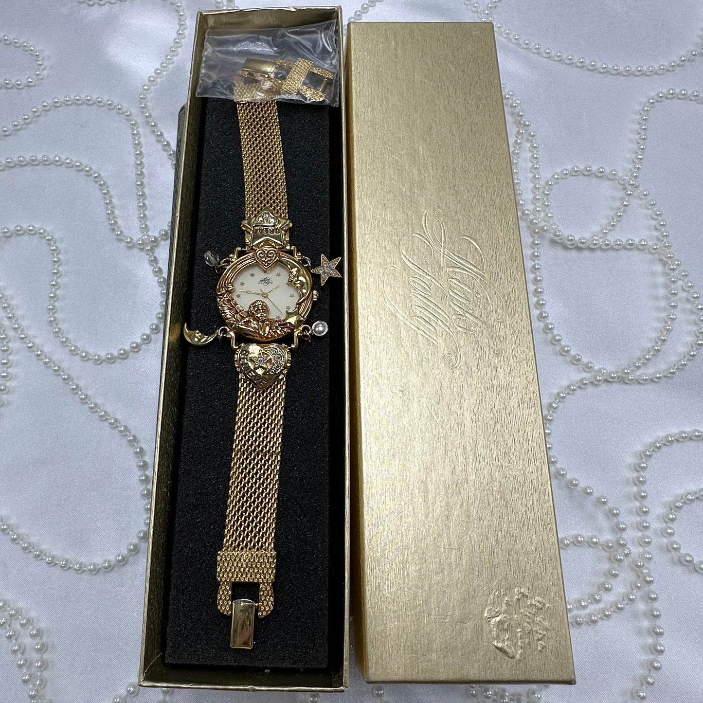 Rare Vintage Kirk's Folly "Angel Time" Gold Charm Watch