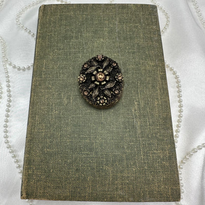 Vintage Bronze Filigree Locket with Stones