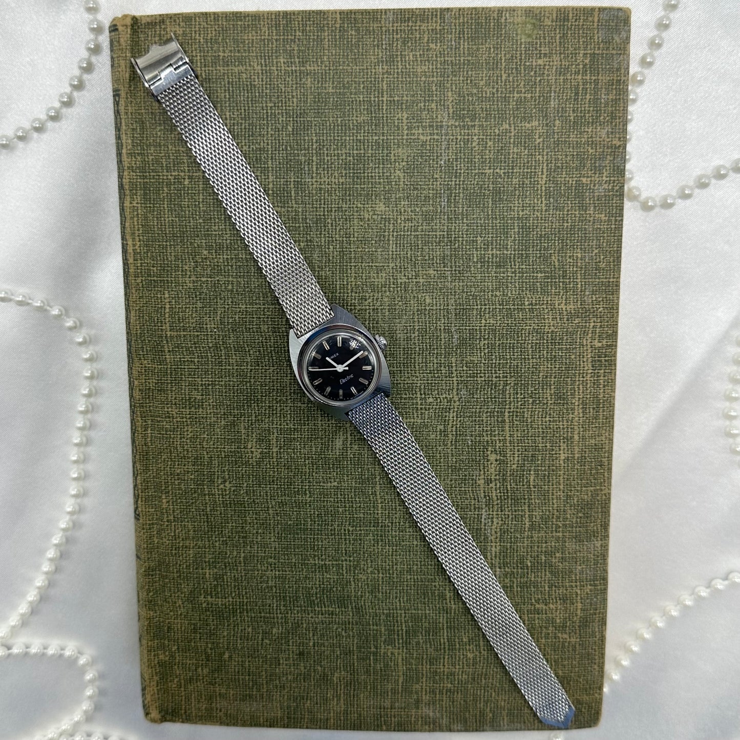 Silver Timex with Navy Blue Dial