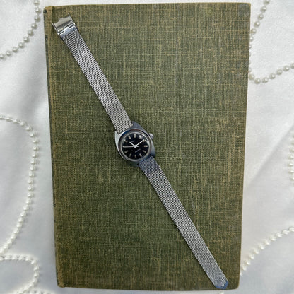 Silver Timex Watch with Navy Blue Dial