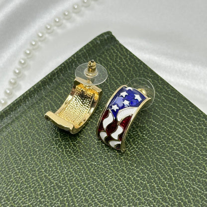 American Flag Huggie Hoop Earrings