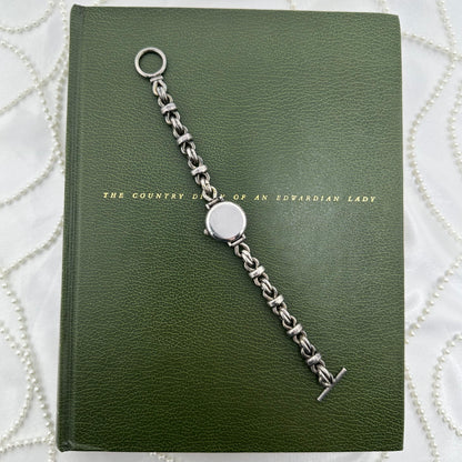 Sterling Silver Plated Chain Bracelet Watch with Mother of Pearl Dial