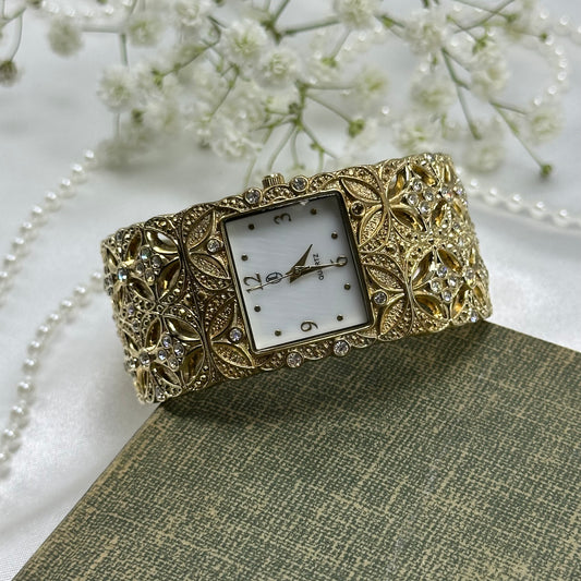 Gold Diamanté Cuff Watch