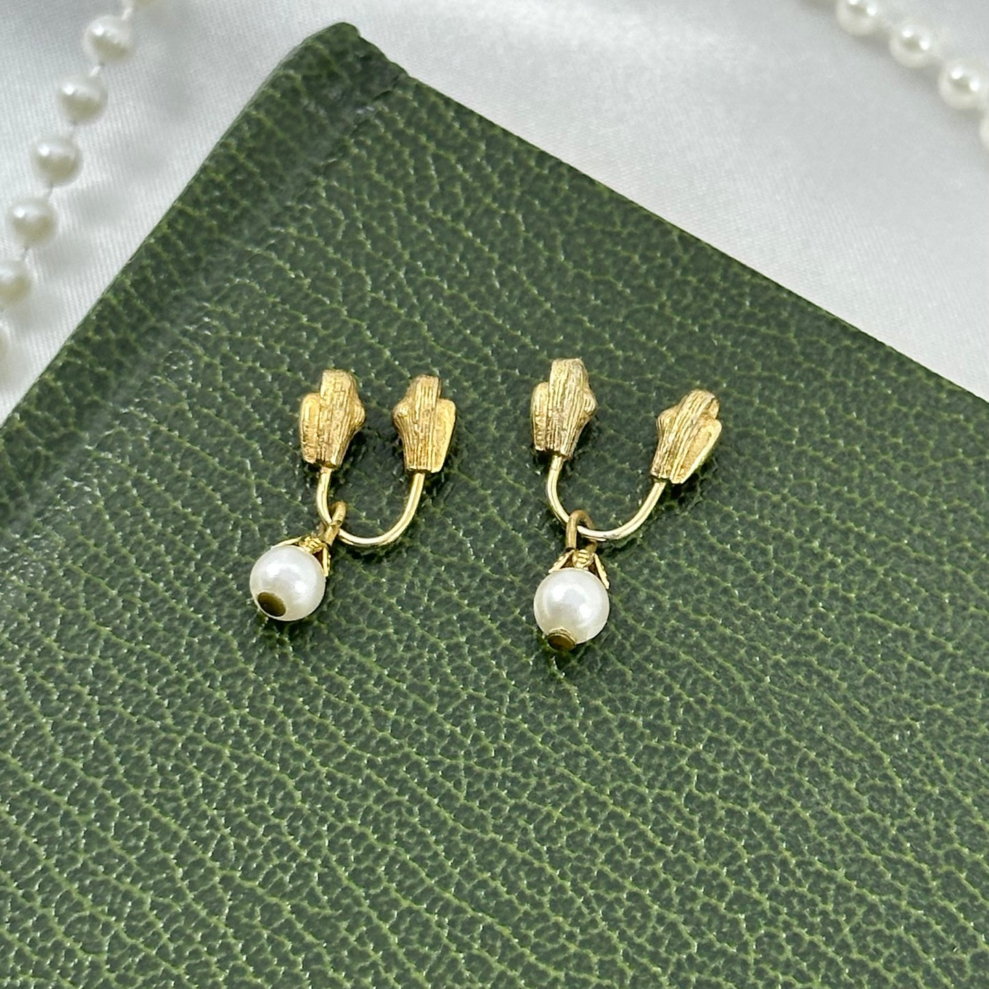 Dainty Gold Pearl Pinch Close Earrings