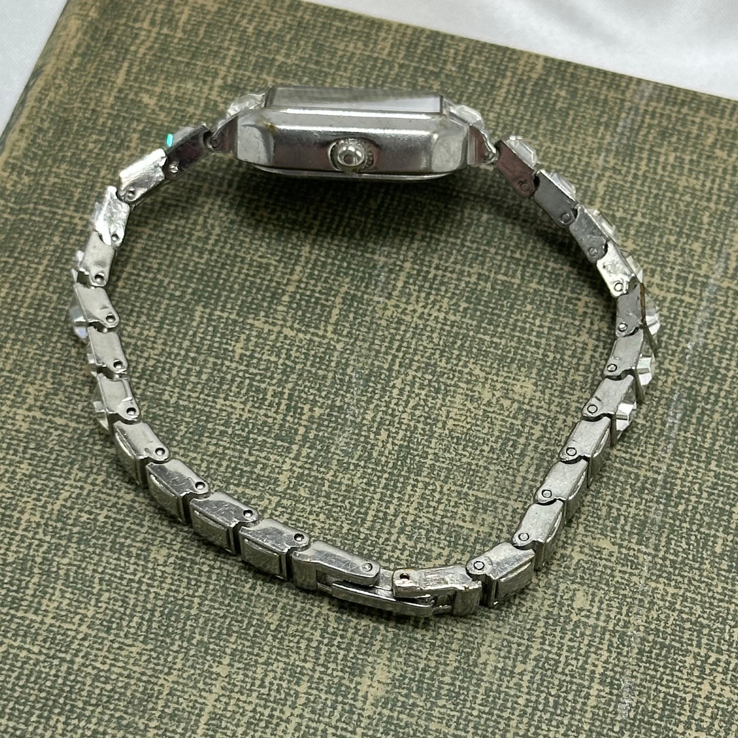 Diamanté Silver Watch with Mother of Pearl Dial