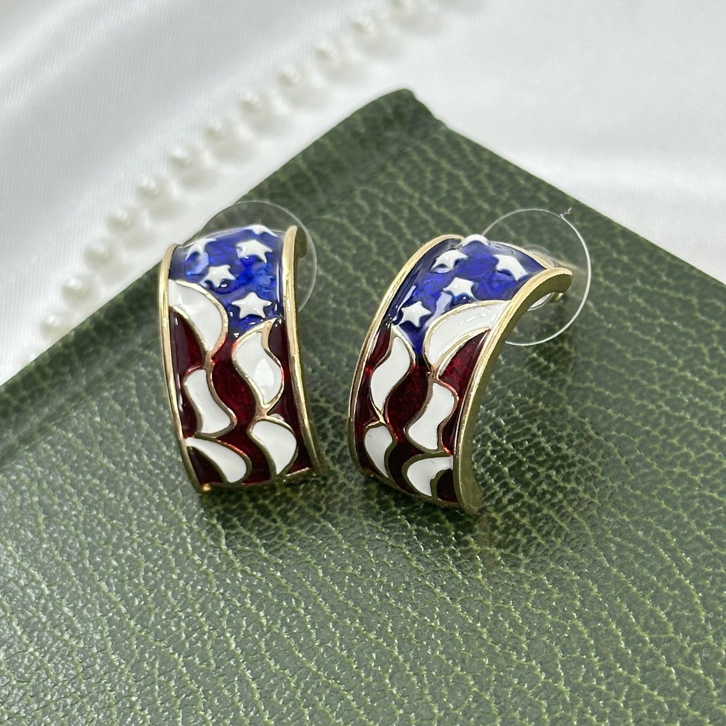 American Flag Huggie Hoop Earrings