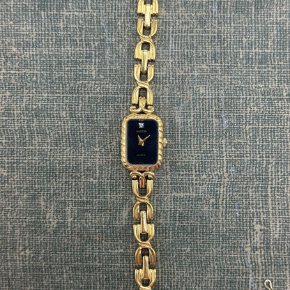 Dainty Gold Watch with Black Dial