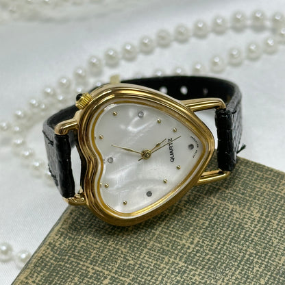 Vintage Avon Gold Heart Watch with Mother of Pearl Dial