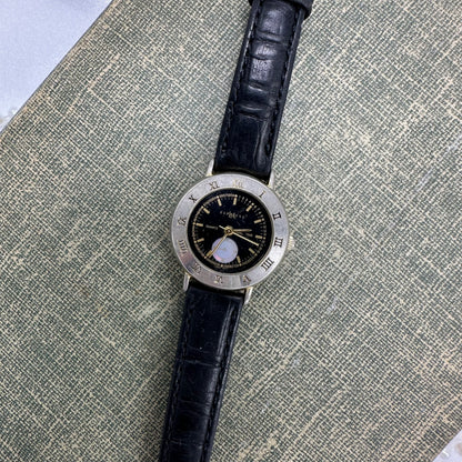 Gold and Black Dual-Time LA Express Watch with Iridescent Dial