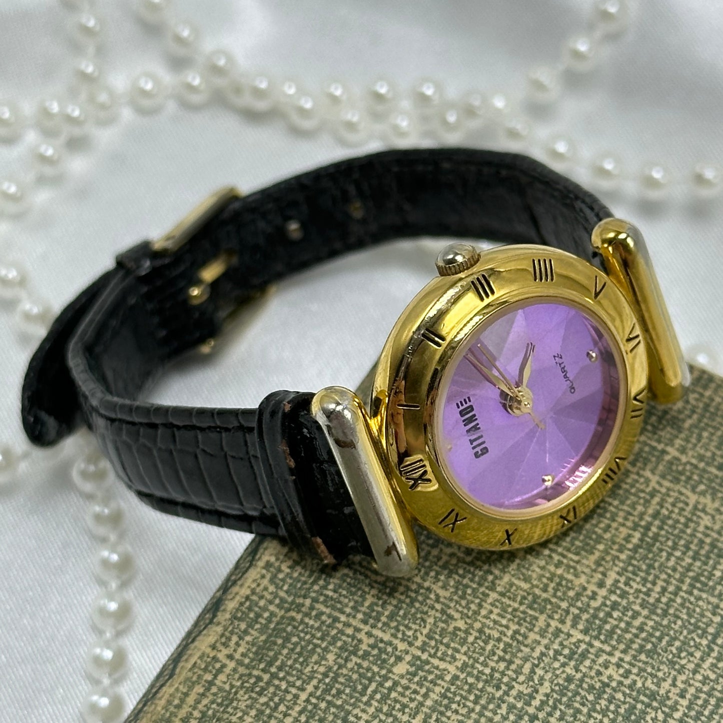 Gold Gitano Purple Diamond Dial Watch