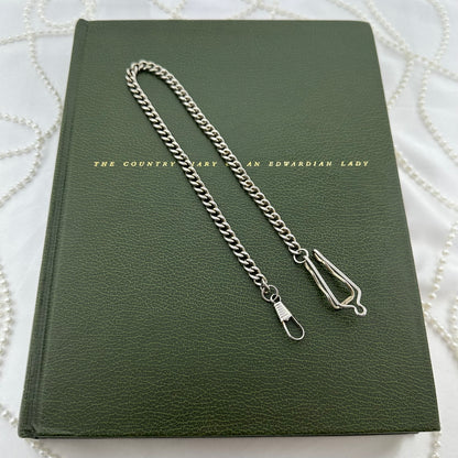 Vintage Silver Watch Chain with Pocket Watch or Fob Clip